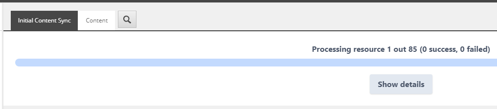 Content Sync in progress