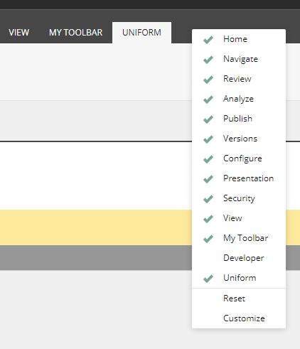 Uniform tab in Content Editor Ribbon